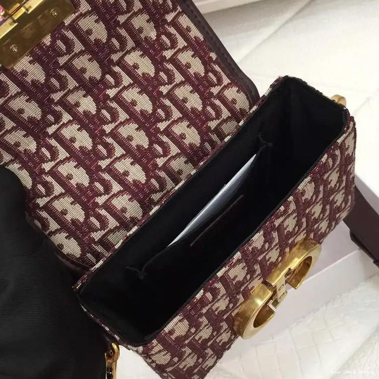 Cheap Oblique Box 30 Dior Canvas Bag Motif Montaigne Burgundy 0507 Hot Sale